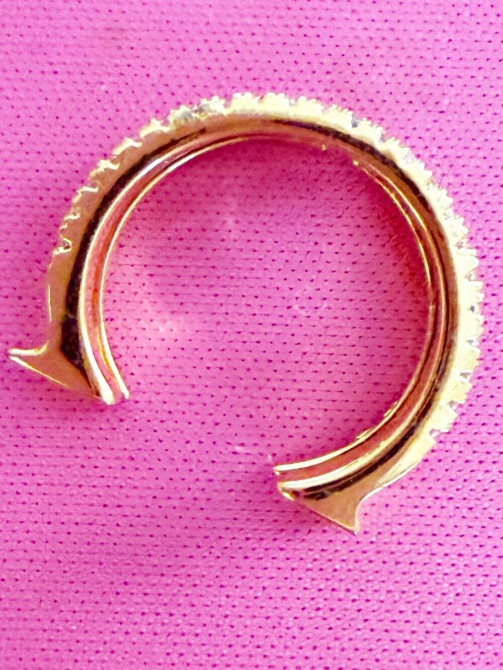 Crystal Embedded Gold Tone H Open Ring / Ear Cuff sz 6.5 - Picture 4 of 10